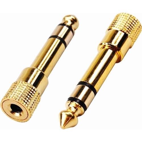 Two 3.5mm MINIJACK To 6.35mm 1/4 Inch Jack Screws Screwed Amplifier Audio Headphone Microphone Adapter