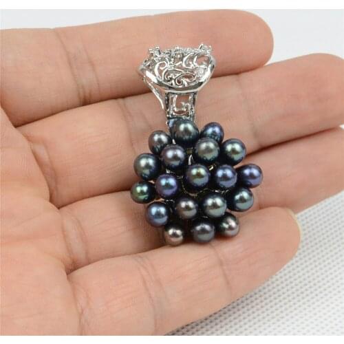 Fashion 6-7mm Black Natural Freshwater Pearl Necklace Pendant For Women Girls Jewelry Wedding Party Gifts Accessories