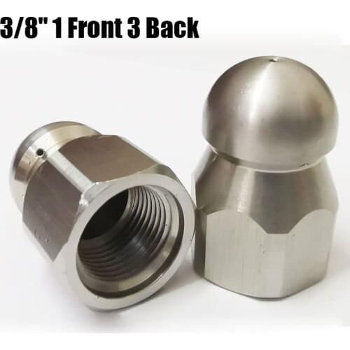 4000PSI G3/8" 1 Front 3 Back Spray Hose Sewer Jetter Nozzle Female Thread Nozzle For Car Home Pipe Cleaning Machine Tool