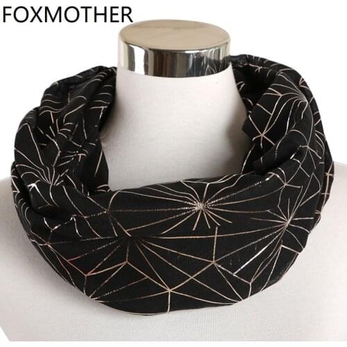 FOXMOTHER New Purple Coffee Foil Gold Web Plaid Hijab Scarf Glitter Shawl Ring Loop Scarves Accesorios Mujer Foulard Femme