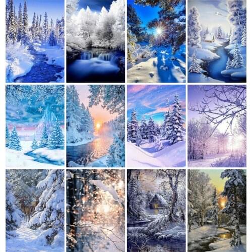 Huacan 5d Diamond Painting New Arrivals Scenery Diamond Art Full Drill Embroidery Winter Mosaic Cross Stitch Snow Home Decor