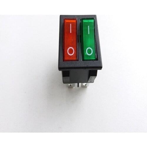Rocker switch Red/green double rocker switch 250V 15A switch KCD8-212N KCD2 6P illuminated