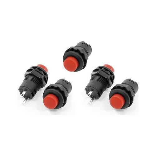 Red Plastic 2 Pins Soldering PCB Push Button AC125V 3A AC 250V 1.5A