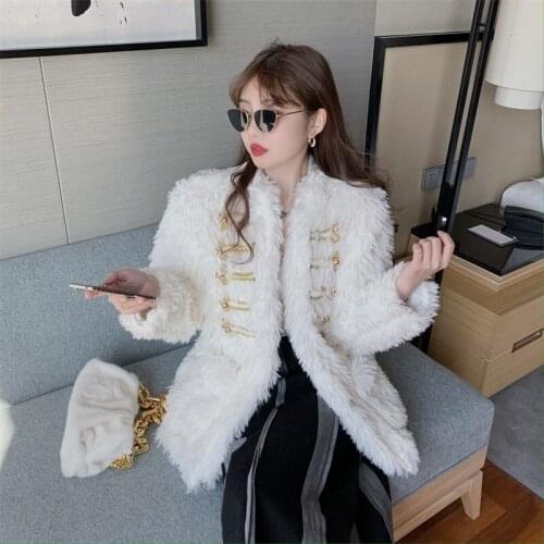 Autumn And Winter New Style Loose Large Size Fashion Mid-Length Thickened Fur One Small Fragrant Tooling Women Jacket
