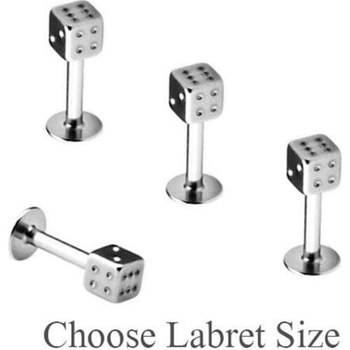 Labret Stud Lip Bar Monroe Cheek 16g 1.2mm Surgical Steel 3mm Dice Mix 6/8/10/12mm 30pcs