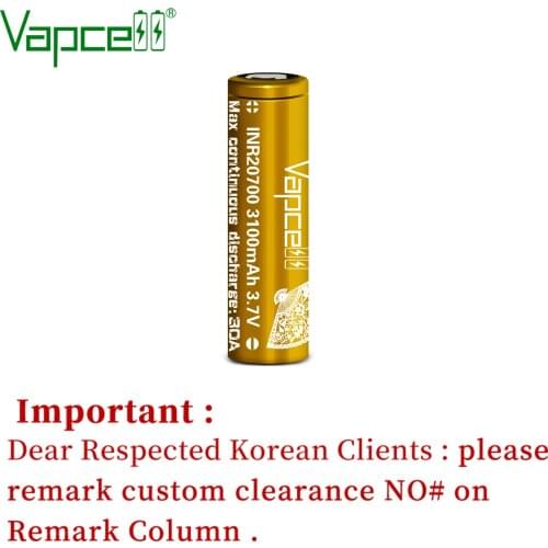Vapcell Li Ion Battery 20700 3100mah 30A 3.7V Rechargerable Lithium Cell batteries For Flashlight Power Tools With Zipper Case