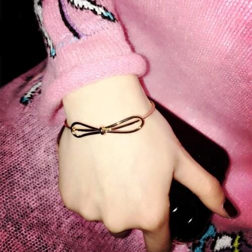 Cute Bowknot Cuff Bangle Rose Gold Bracelet Bangles For Women Love Girl Friend Gift Jewelry