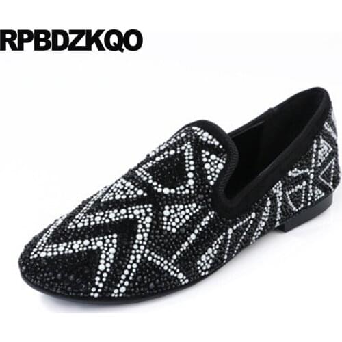 Fashion Casual Plus Size 2021 Loafers Smoking Slippers Suede Black And White Slip On Shoes Brand Famous Breathable Rhinestone