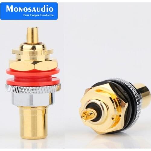 Monosaudio C401G 99.998% Pure Copper RCA Sockets Terminal Chassis Pure Copper Rhodium Plated Isolation Metal Connectors