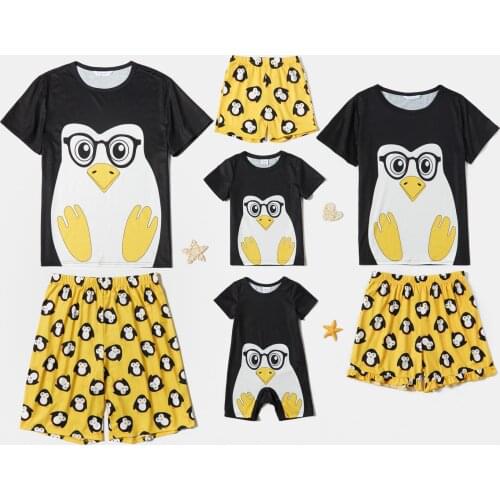 PatPat Penguin Print Color Block Family Matching Sets（Flame Resistant