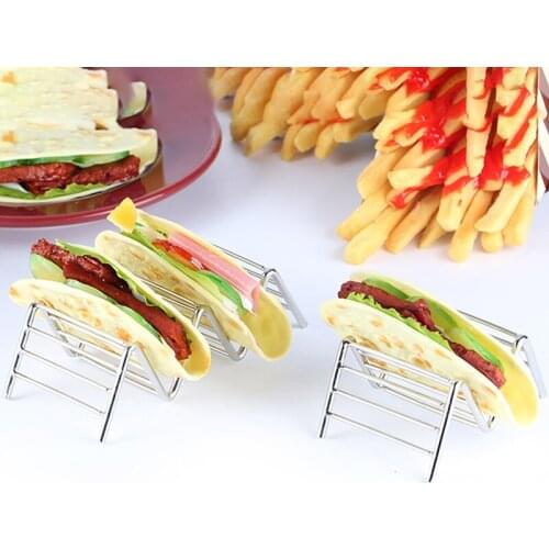 Stainless Steel Taco Holder Mexican Food Rack Stand Holds Hard Soft Shells Wave Food Show Kitchen Tool Restaurant