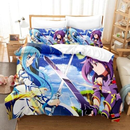 New Sword Art Online Bedding Sets US/Europe/UK Size Quilt Bed Cover Duvet Cover Pillow Case 2-3 Pieces Sets Adult Children