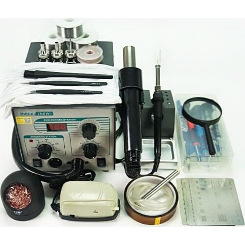 2In1 Quick 706W+ SMD BGA Rework Station Hot Air Gun Desoldering Station with 16pcs iPhone stencils Kit for Phone Repair Welding