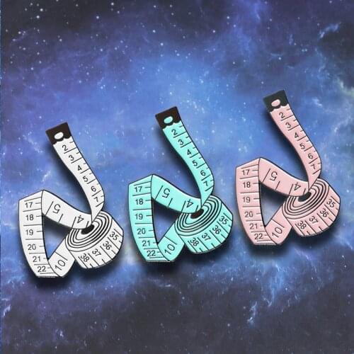 Polychromatic Tape Measure Brooches Blue White Pink Measuring Ruler Sewing Tool Sweater Shirt For Kids Jewelry Gift