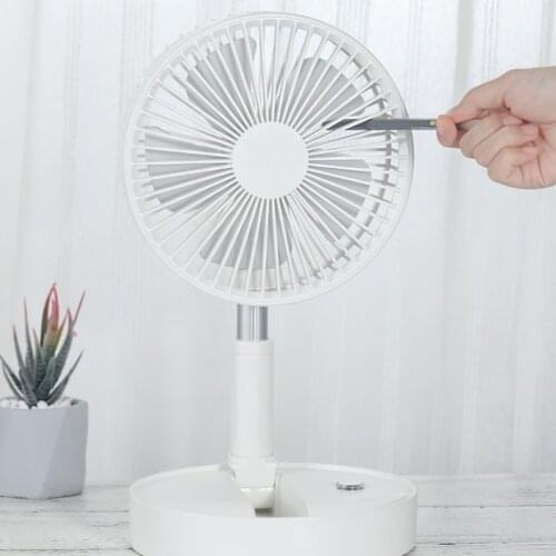 P9s 7 Inch Portable Folding Charging Fan Four Speed USB Charging Telescopic Floor Desktop Timer Office Fan With Remote Control