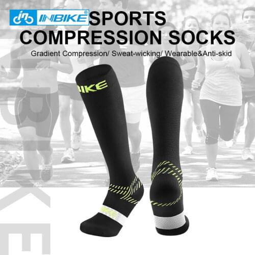 INBIKE Durable Anti-skid Cycling Socks Anti Fatigue Running Compression Socks Breathable Outdoor Sport For Men Women Socks