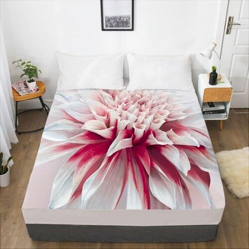 Luxury Elastic fitted sheet bed sheet With An Elastic Band Mattress Cover 150x200/160x200 Bed cover for home Flowers open