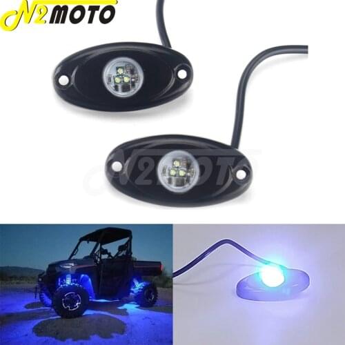 2PCS Motorcycle Blue LED Daytime Running Lights Single Color 12V/24V Rock Light Headlight For Off-Road Honda Yamaha Suzuki BMW