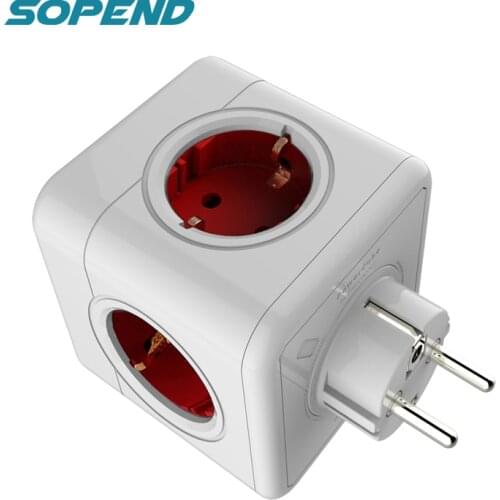 Sopend Power Strip Plug Extension Socket Powercube USB Port 5V 2.1A Smart Thief Outlets Eu Plug Terminal with Wall Adapter Home