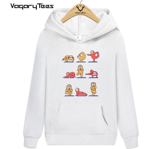 VagaryTees 2021 New men Brand Hoodies Sloth Yo ga Fashion Autumn Casual Hoodies Sweatshirt Novelty Print Cute clothing
