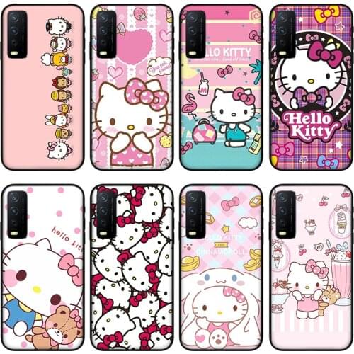 Cartoon pin cat Phone case for vivo y30 y50 y53 y52 y31 y53 , Protective silicone case for vivo Y18 Y19 Y15 Y12 Y51 Y85 Y97 Y70s