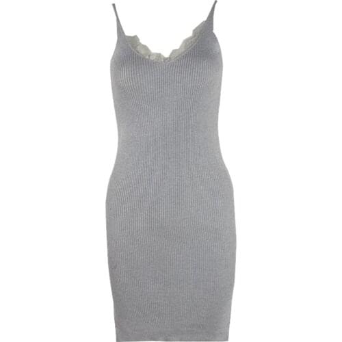 ZC2623 New 2020 summer women fashion V neck slit knitting short style Package buttocks dress cheap wholesale