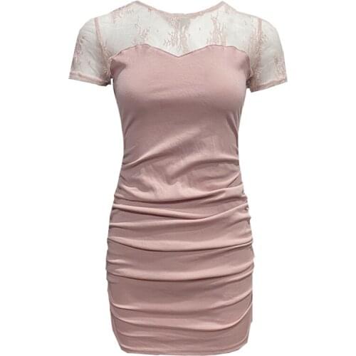 ZC2829 new 2020 summer women fashion retro temperament sexy short section lace splicing wrap hip dress cheap wholesale