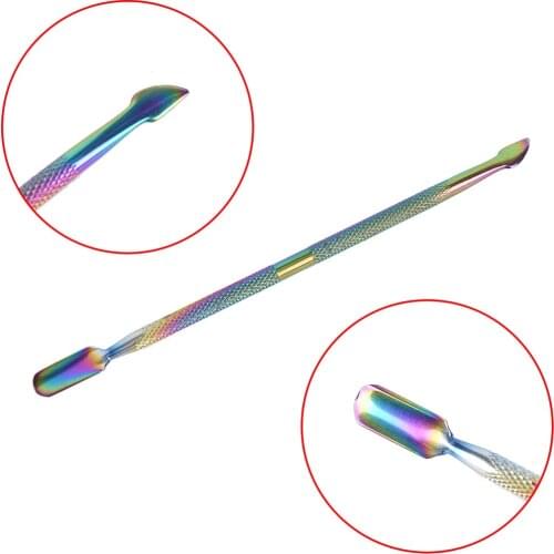 Woman Lady Nail Clean 1PC Double-end Cuticle Pusher Remover Rainbow Pusher Cuticle Pusher Dead Skin Remover Manicure Nail Art