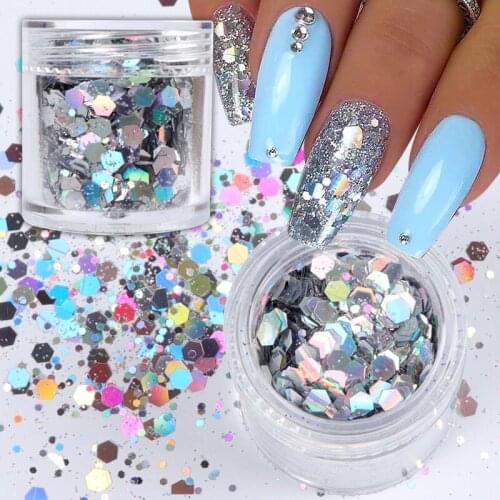10Ml Holographic Glitter Sequins For Nail Design Hexagon Chameleon Flakes Paillette Nail Art Decorations Manicure Accessories