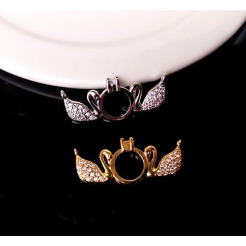 10Pics CZ crystal Angel Wing Double Bails Charm CZ zircon Micro pave Connector Jewelry Finding DIY Bracelet necklace making C163