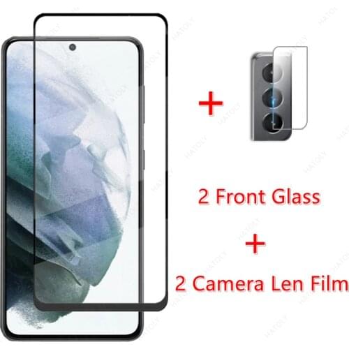 2PCS For Samsung Galaxy S21 FE Glass for Samsung Galaxy S21 FE Plus Tempered Glass Film Screen Protector HD Camera Len Film