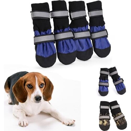 4PCS Pet Dog Shoes Waterproof Winter Anti-Slip Snow Pet Boots Paw Protector Warm Reflective Pet Shoes For Medium Large Dogs
