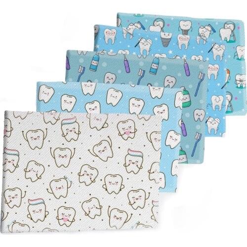 50*145CM Fabric Cute Cartoon tooth Printed Polyester Cotton Twill Fabric Patchwor Printed