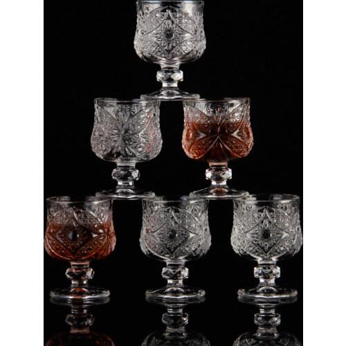 6piece/Lot Party Drinking White Wine Glasses Cute Cup Crystal Drinkware Snaps Shot Glass Retro Glassware Whiskey Coffee Glass