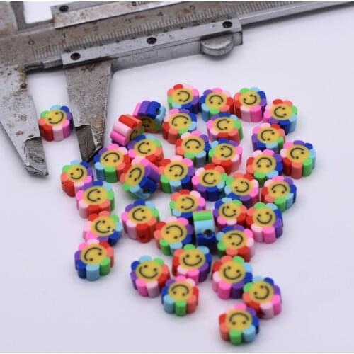 10MM Sun Flower Smiling Face Clay Beads Fruit Apple Beads Polymer Clay Beads For Jewelry Making Findings Bracelet Necklace