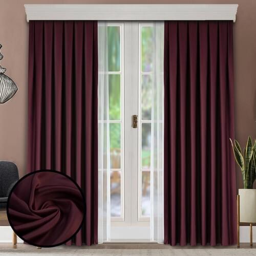 Fersa Decor Burgundy Blackout Curtain-FLAT PLANTING