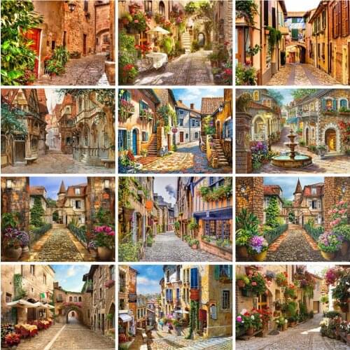 EverShine DIY Diamond Mosaic Street Needlework Diamond 5D Painting Town Cross Stitch Kits Landscape Bead Embroidery Handicraft