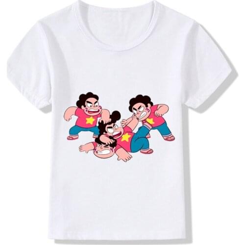 Boys and Girls Cartoon Steven Universe Steven Print T shirt Kids The Stevens Fight Design Funny T-shirt Baby Clothes,ooo5052
