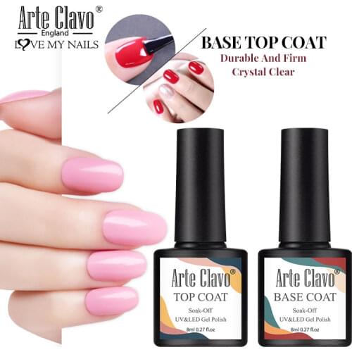 Arte Clavo Top Base Coat Gel Polish Semi Permanant UV Gel Varnishes Primer for Nails Matte Top Coat Nail Art Base Top Gellak
