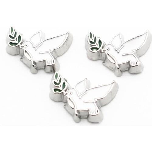 Hot Selling 10pcs/Lot Silver PIGEON Floating Charms Living Glass Memory Lockets Diy Jewelry pendant