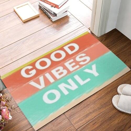 Good Vibes Only Doormat Quotes Modern Non Slip Watercolor Blue Sea Home Bathroom Bath Shower Bedroom Mat Toilet Floor Door Mat R