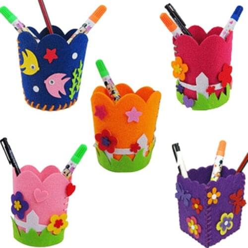 DIY Pencil Holder Toy Kids Handmade Craft Kit Children Creative Handwork Pen Container Toys Child Educational Toy DIY Craft Kits