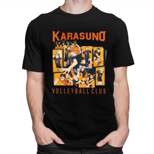 Classic Karasuno Volleyball Club T Shirt Men Short Sleeved Haikyuu Tshirts Bokuto Oya Anime T-shirt Casual Soft Cotton Tee Tops
