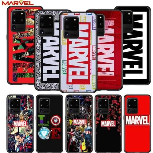 Marvel logo cool for Samsung S20 FE Ultra Plus A91 A81 A71 A51 A41 A31 A21S A72 A52 A42 A02S Soft Black Phone Case