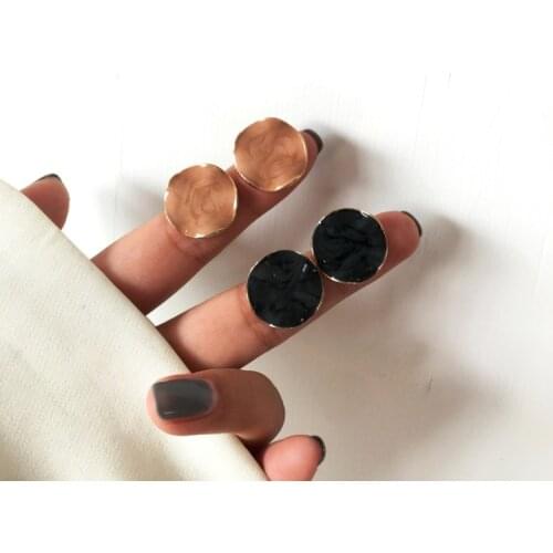 Korean Fashion Enamel Small Irregular Round Clip Earrings Temperament Simple Drop Oil Round Disc Clip Earrings No Piecing Women