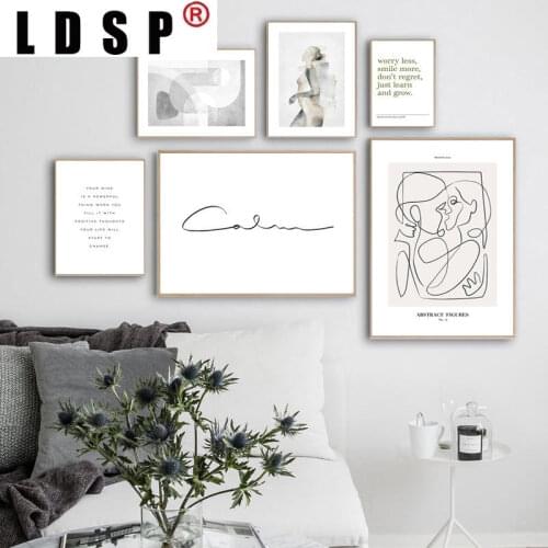 LDSP Abstract Line Canvas Black White Wall Art Motivational Text Print Painting Poster Woman Body Picture Modern Room Home Decor