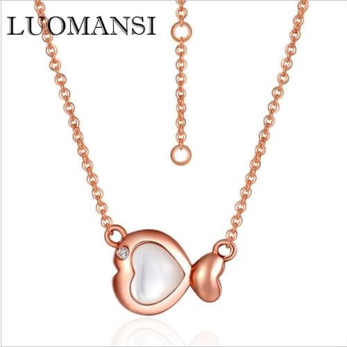 Luomansi Really 100%-18K Rose Gold AU750 1.62g Fish Shaped Shell Necklace with Certificate of High Temperament Woman Jewelry
