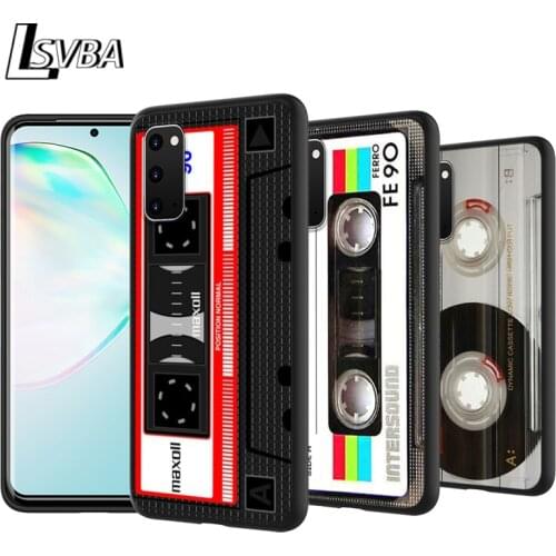 Magnetic tape Cassette audio tape For Samsung Galaxy S20 Ultra Plus A01 A11 A21 A31 A41 A51 A71 A81 A91 Black Soft Phone Case