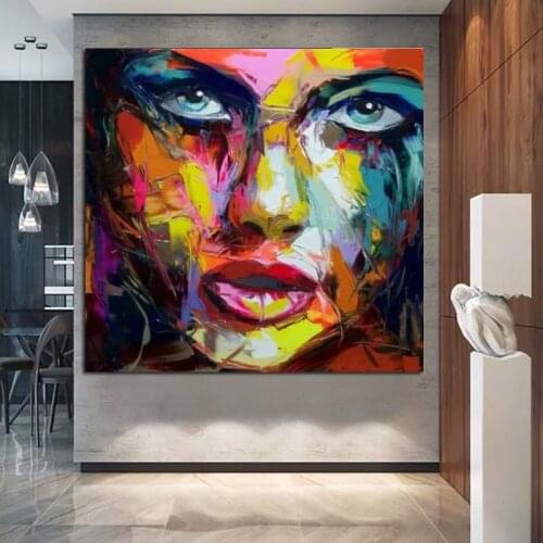 Francoise Nielly Palette knife portrait Face Oil painting Hand painted Character figure canvas wall Art picture for living room