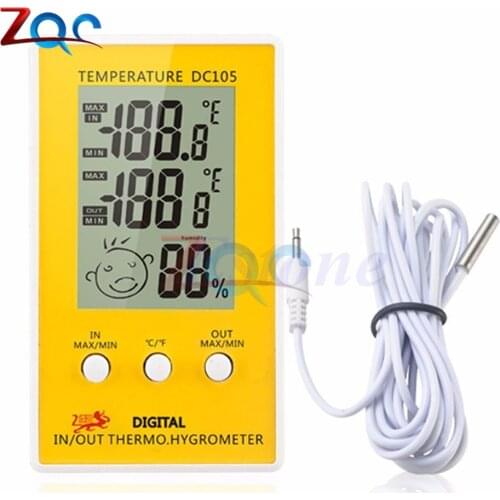 Mini LCD Digital Thermometer Hygrometer Temperature Humidity Meter Probe C/F Meteo Weather Station Forecast for Indoor Outdoor